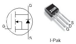 IRLU8256PbF, 25V Single N-Channel HEXFET Power MOSFET in a I-Pak package